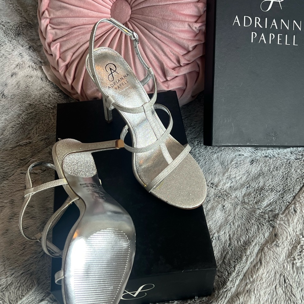 Adrianna Papell Metallic Silver Sandals